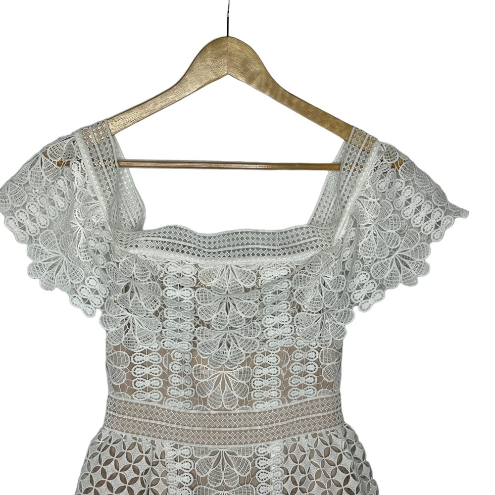 SELF-PORTRAIT Off-the-shoulder guipure Lace Mini Dress 2 ivory - Picture 10 of 16